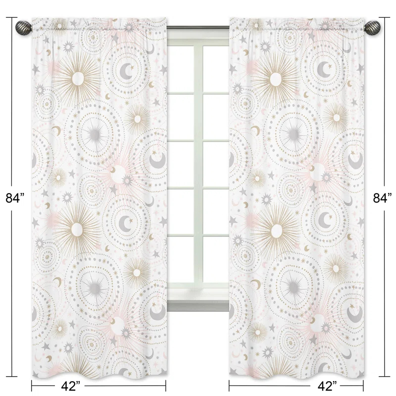 Sweet Jojo Designs Celestial Geometric Semi-Sheer Rod Pocket Curtains/Drapes (Set of 2)
