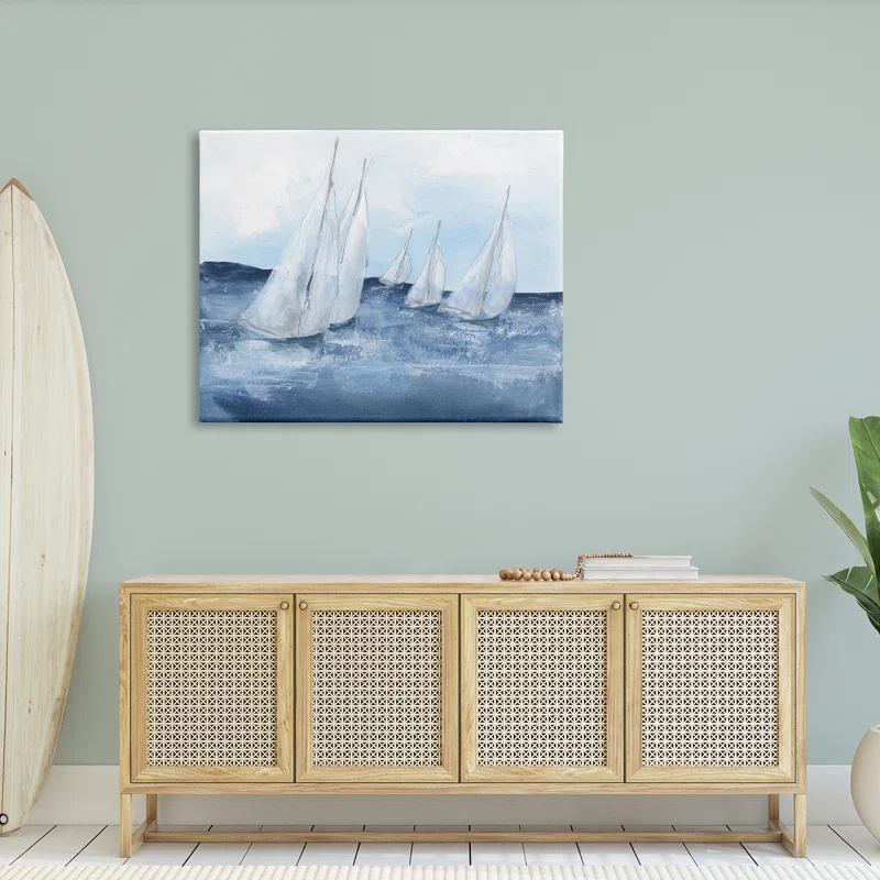 Stupell Industries " White Sailboats Coasting Ocean Waters Blue Tide " by Chris Paschke