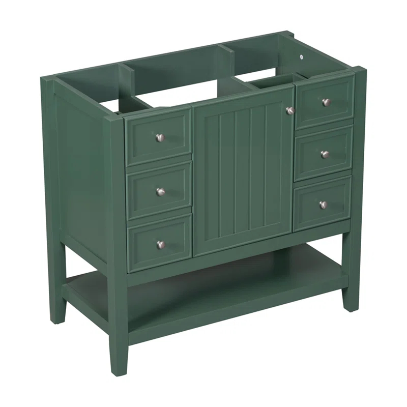 (Base Only) 36" Bathroom Vanity Without Sink, 1 Cabinet And Three Drawers