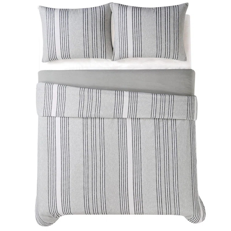 Truly Soft Kiel Stripe Flannel Flannel Striped Duvet Cover Set