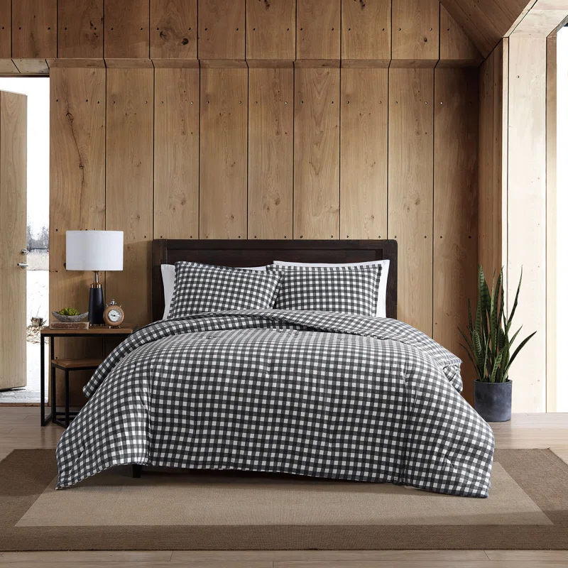 Eddie Bauer Eddie Bauer Preston Grey Cotton Flannel Reversible Comforter Set