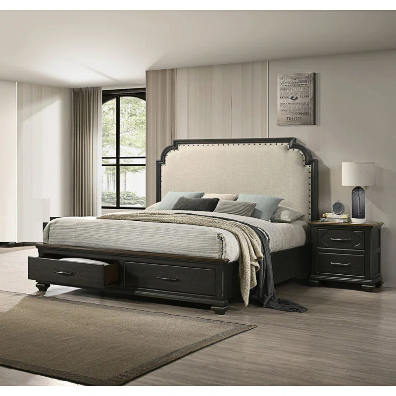 Canora Grey Traditional 2-Drawer Nightstand With Metal Knobs, Modern Night Stand