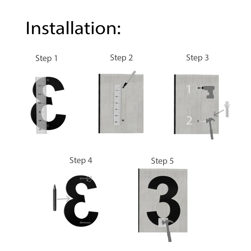 Barton 6'' H Stainless Steel House Number