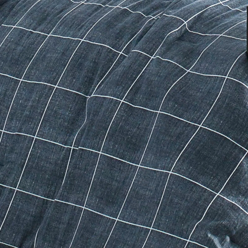 Kenneth Cole Holden Grid Cotton Blue Duvet Cover Set