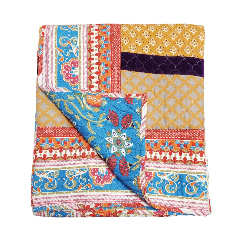 Greenland Home Fashions Thalia Embellished Reversible Quilted Cotton Throw
