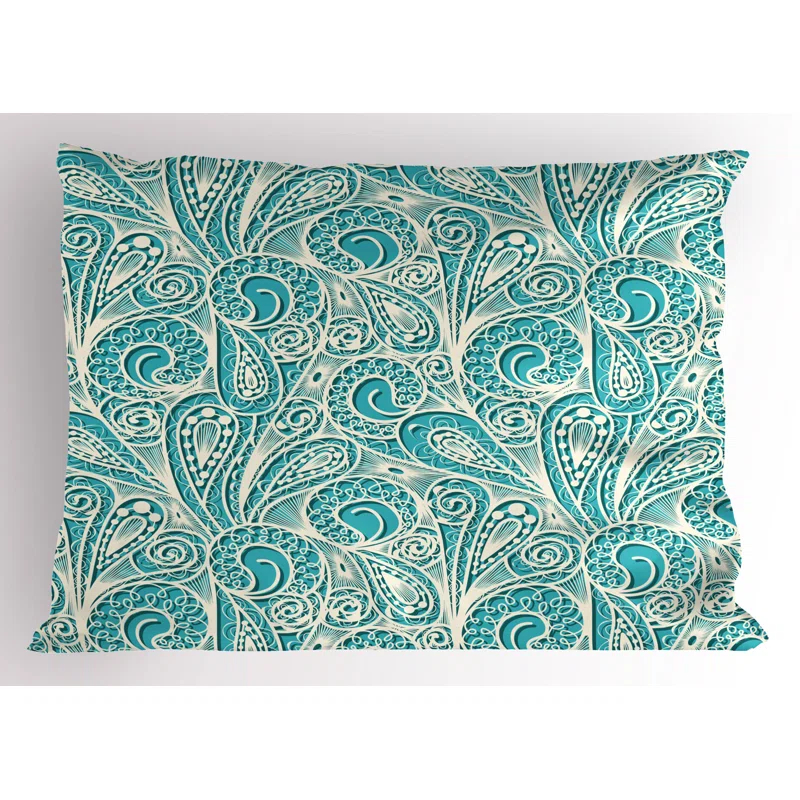 Ambesonne Ambesonne Teal and White Pillow Sham 2 Pack Feminine Fashion Turquoise White