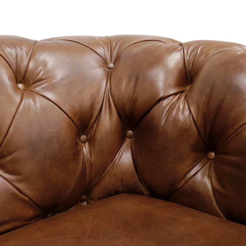 Pasargad Paris Club 88'' Leather Sofa