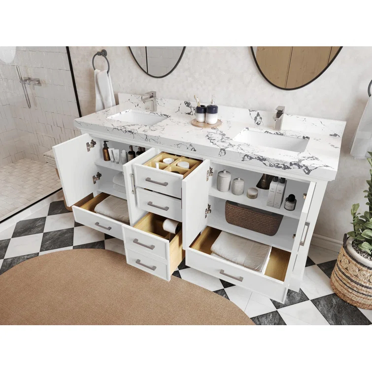 Willow Collections Charlotte 72'' Double Bathroom Vanity with Quartz Top