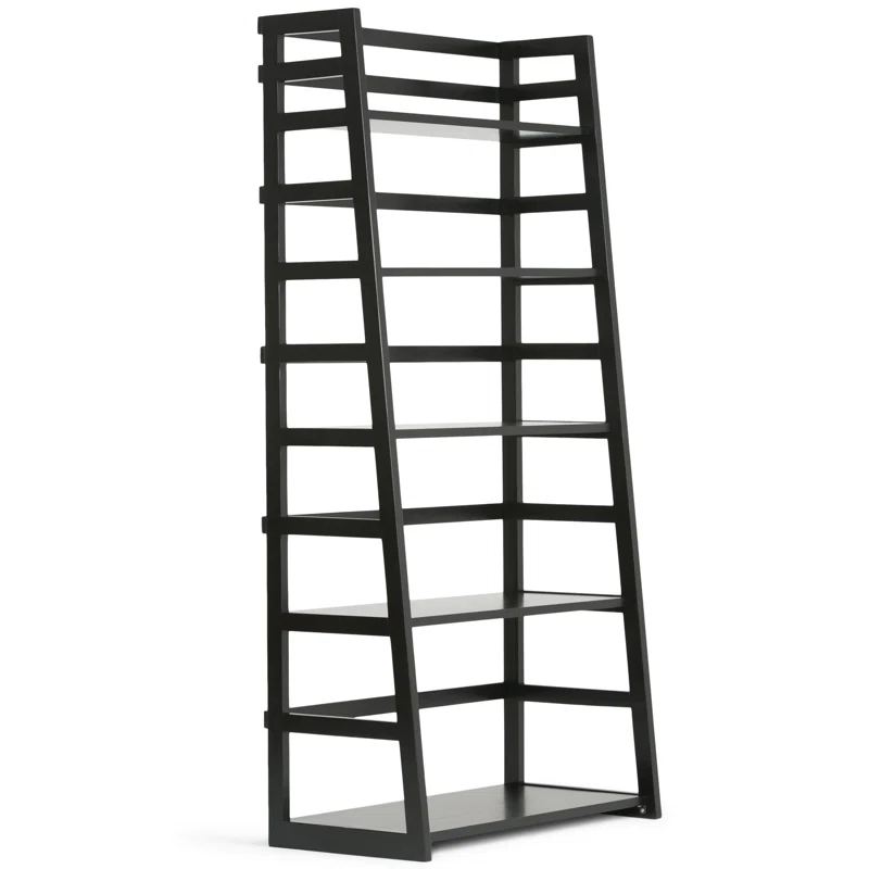 Simpli Home Acadian 30"W Solid Wood 5 Shelf Ladder Bookcase with Open Shelves