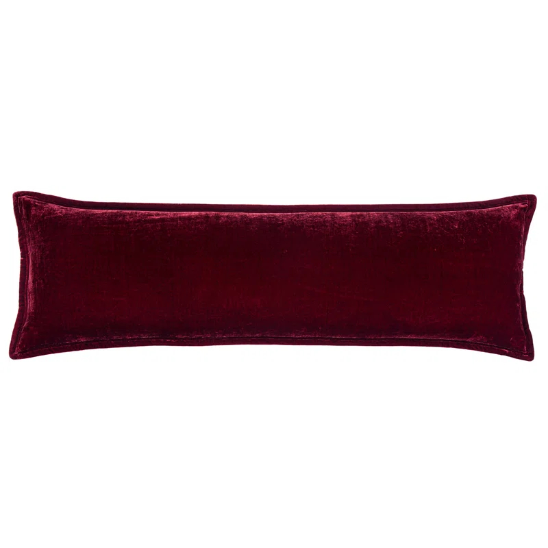 Stella Solid Faux Silk Velvet Romantic Western 14x42 inch Long Lumbar Pillow