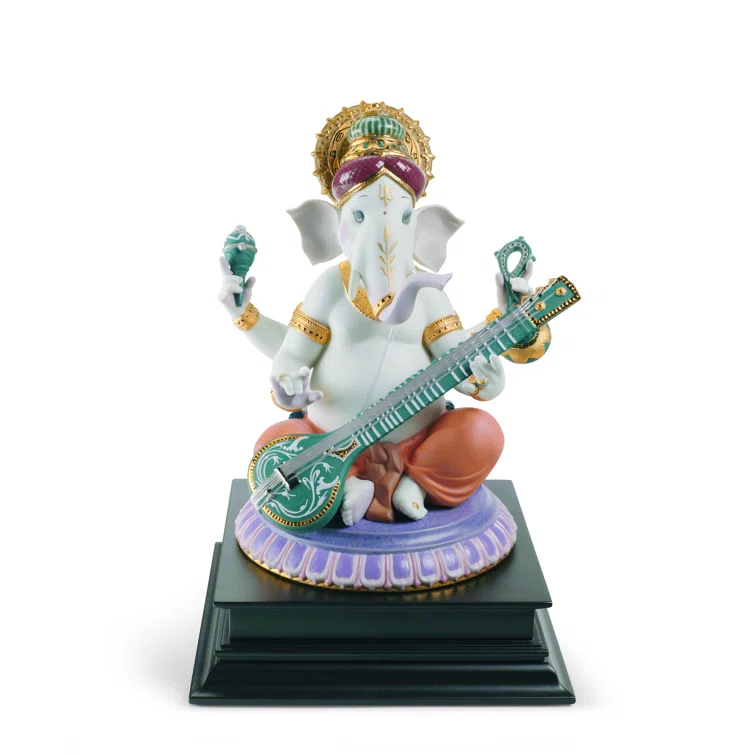 Lladro Veena Ganesha Figurine
