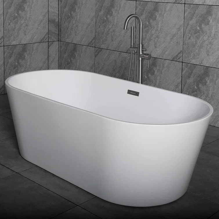 WoodBridge 59'' x 29.5'' Freestanding Soaking Acrylic Bathtub BTA1514-C