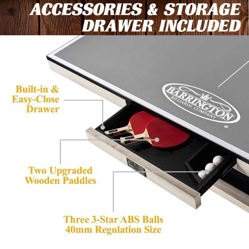 Barrington 9-ft Coventry Tennis Table, Official Size with Metal Net and Storage Drawer