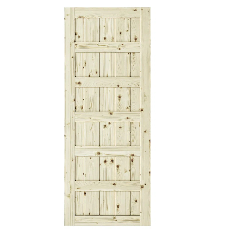 Renin Shaker 84'' Solid Wood Paneled Unfinished without Installation Hardware Kit Barn Door