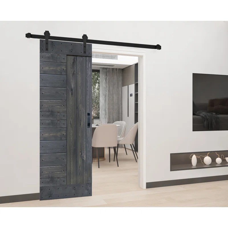 IsLife L Series Paneled Solid Wood Sliding Barn Door with Installation Hardware Kit -Assembly Needed