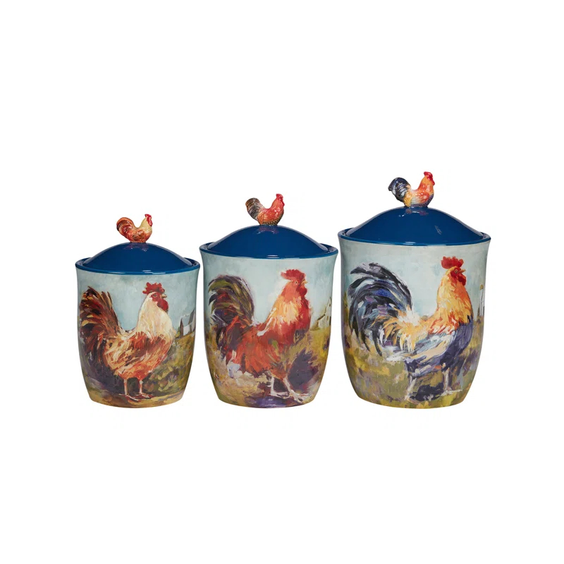 Certified International Certified International Rooster Meadow 3Pc Canister Set