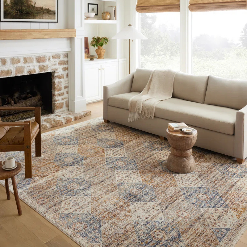 Loloi Rugs Sorrento Oriental Machine Made Power Loom Polyester Area Rug in Ivory