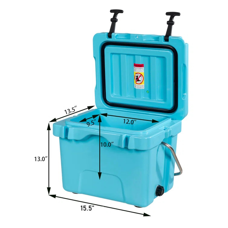 Costway 16 Quart Cooler Portable Ice Chest Leak-proof 24 Cans Ice Boxfor Camping