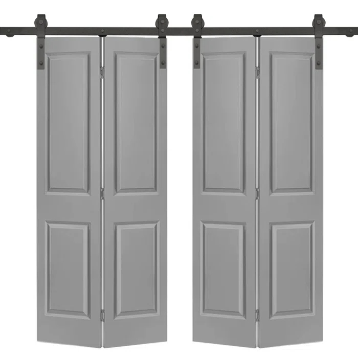 Calhome Paneled MDF Composite Double Bifold Barn Doors with Installation Hardware Kit