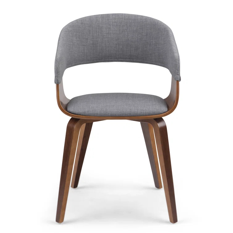 Lowell Bentwood Upholstered Dining Chair with Curved Backrest in Mid-Century Modern Style