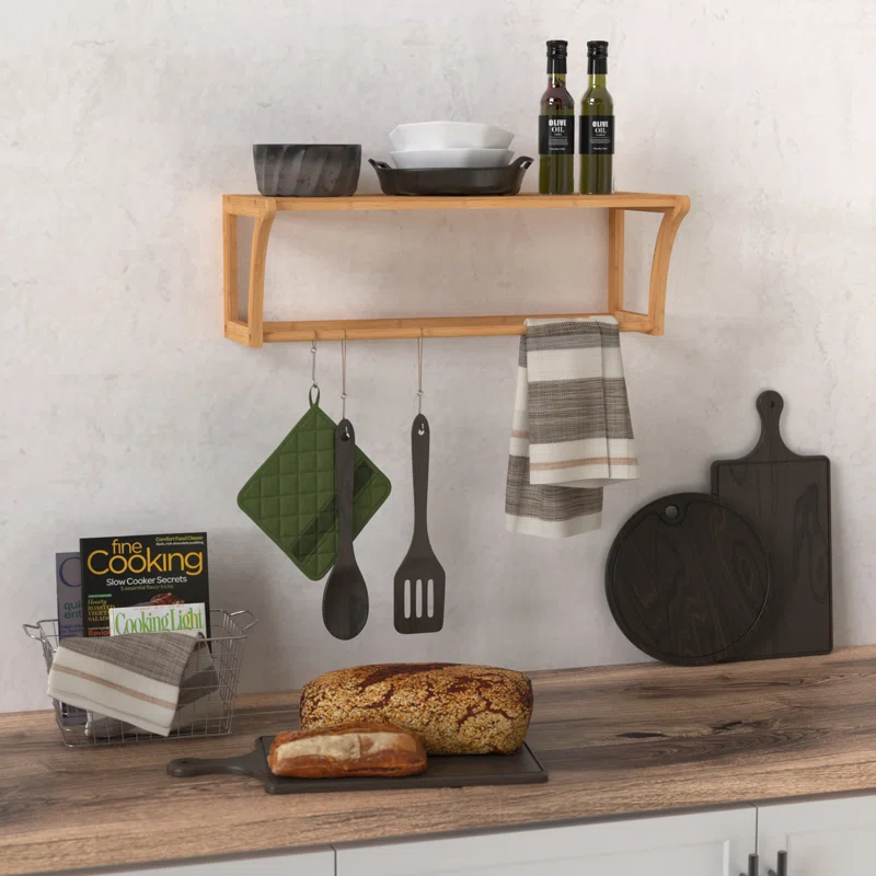 ClosetMaid Bamboo Solid Wood Accent Shelf with Towel Bar