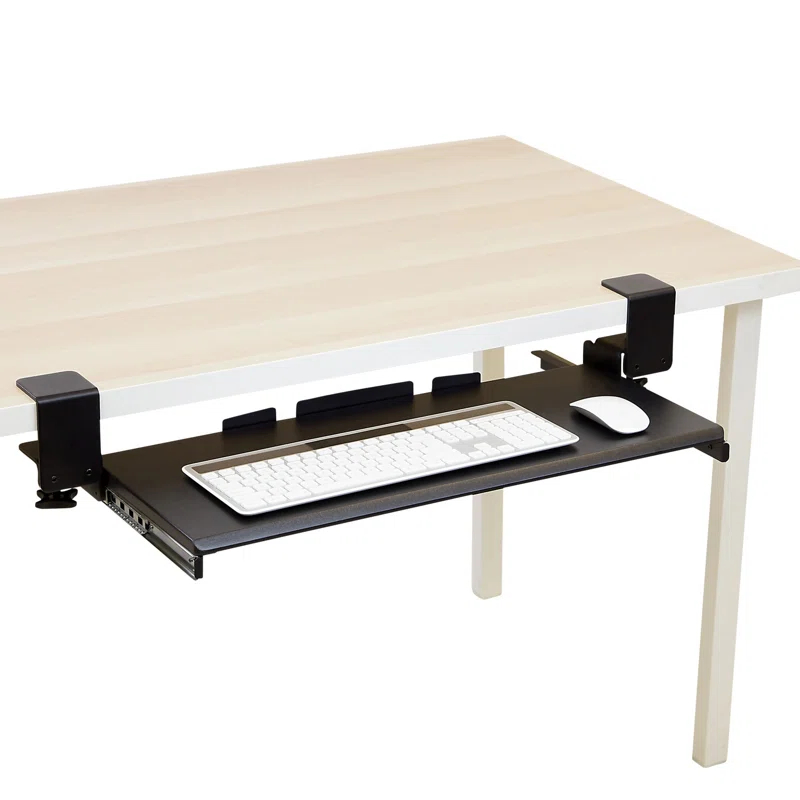 Mount-It! Clamp Keyboard Tray | Ergonomic Under Desk Pull Out Keyboard and Mouse Platform | Black