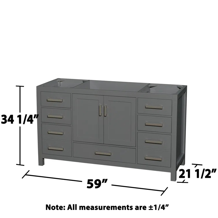 Wyndham Collection Sheffield 59" Freestanding Single Vanity Base Only