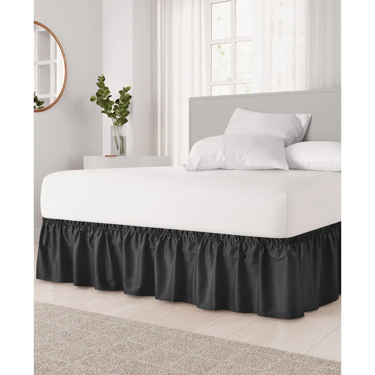 CGK Linens Ruffled Elastic Wrap Around Tailored Bed Skirt