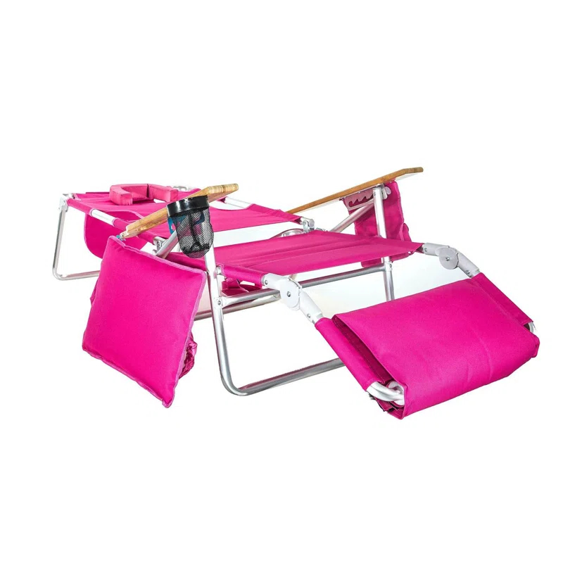 Ostrich Ostrich Deluxe Padded Lightweight Portable Adjustable Outdoor Reclining Folding Chair with Footrest