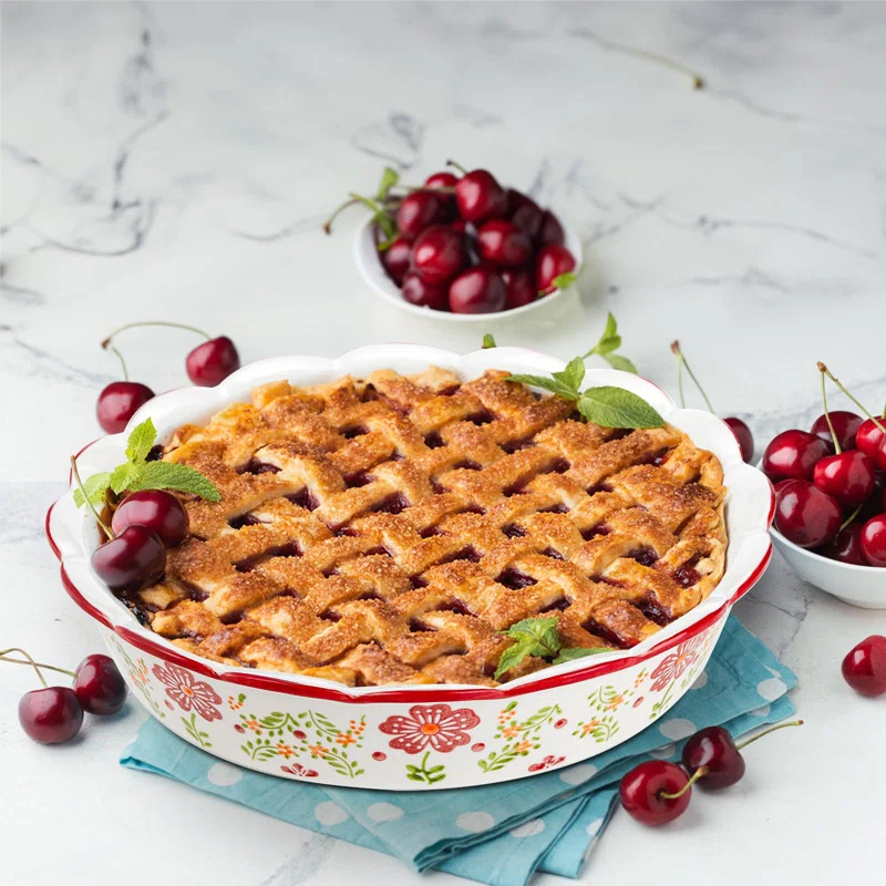 MASTER CRAFT WINDOW AND DOOR 2 Pack Ceramic Pie Plate For Baking With Fluted Rim, 9 Inch Round Pie Dish Colorful Floral Pie Pan Deep Quiche Baking Dish For Dessert, Pies, Quiche, Baking, Dishwasher And Microwave Oven Safe