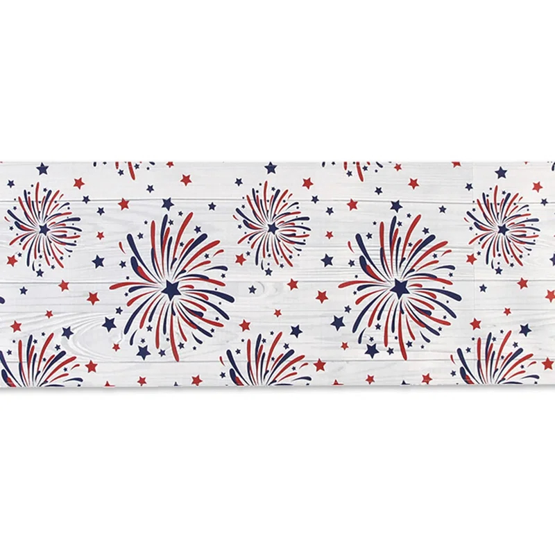 The Holiday Aisle® Fireworks Table Runner 4Th Of July Patriotic Memorial Day Independence Day Holiday Kitchen Dining Table Decoration,Holiday Burlap Table Cover, 13 X 70 Inch, Americana Stars, Red, White, Blue.