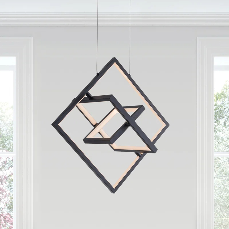 SIMPOL HOME Modern LED Pendant Light, Contemporary Dimmable Light, Adjustable Black Square Cube Ceiling light