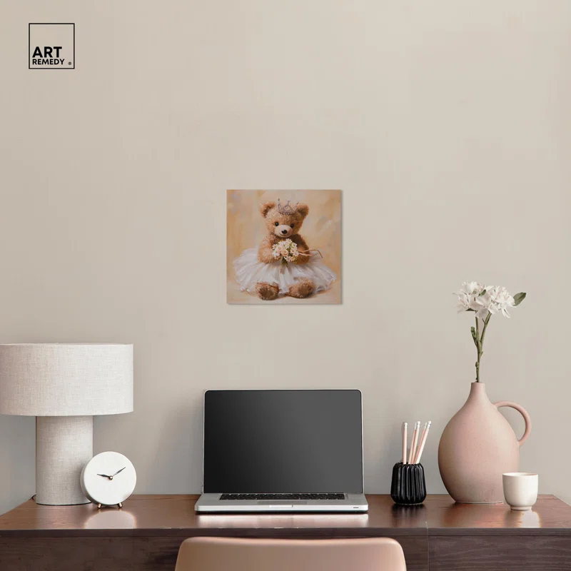 Art Remedy Teddy Princess Canvas Kids Art Prints by Art Remedy