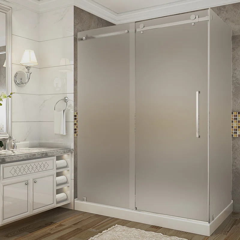 Aston Moselle 60" x 77.5" Rectangle Sliding Shower enclosure with Base Included SEN976F-TR-SS-60-10-L