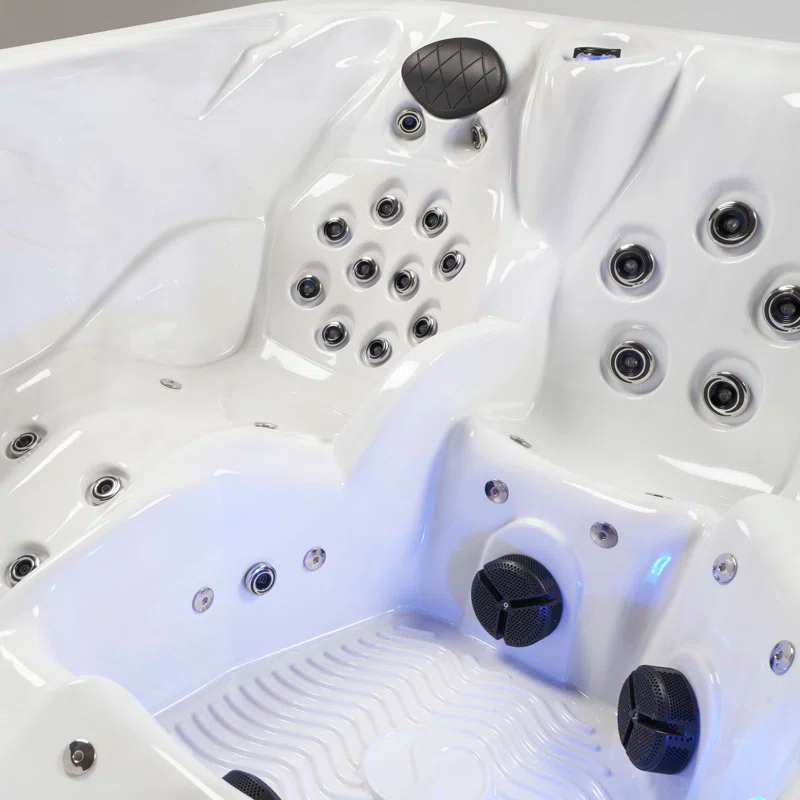 Grand Banks 5-Person 81-Jet Acrylic Lounger Hot Tub Spa, Stainless Steel Heater and Ozonator, Multi Color LED Lighting, Insulated Cover Included