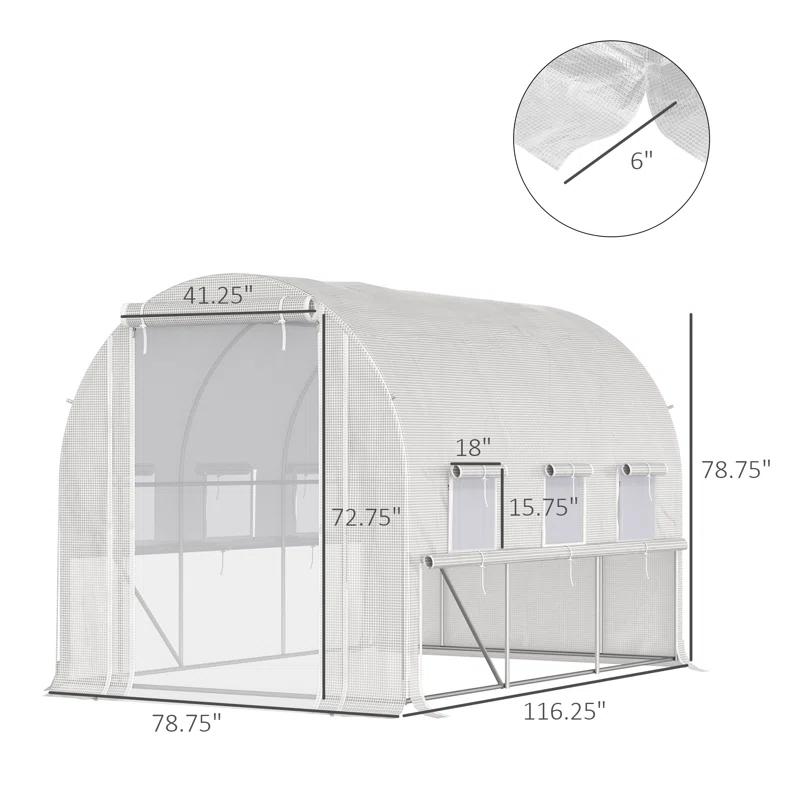 Outsunny 116' W x 78' D Hobby Greenhouse