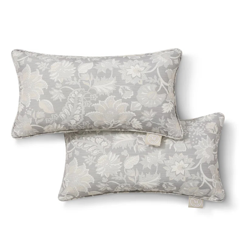 Martha Stewart MARTHA STEWART Distressed Jacobean Indoor Outdoor Lumbar Pillow 2-Pack Set, 18" (Set of 2)