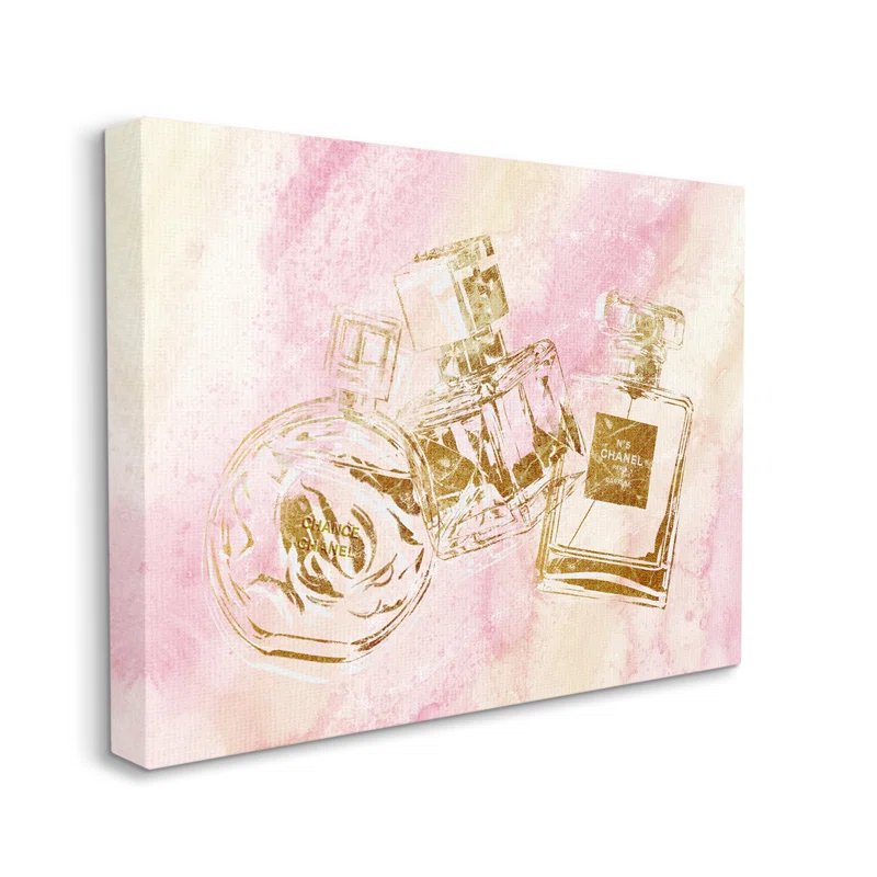 Stupell Industries " Fashion Bottle Trio Gold Glam Abstract Pattern " by Ziwei Li