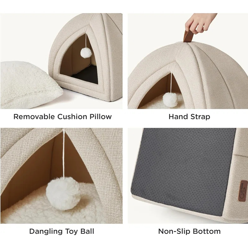 Tucker Murphy Pet™ The Cat Beds for Indoor Cats - 2 in 1 Cat Cave for Kittens and Small Pets, Cat Hideaway with Non-Slip Bottom,16 inches