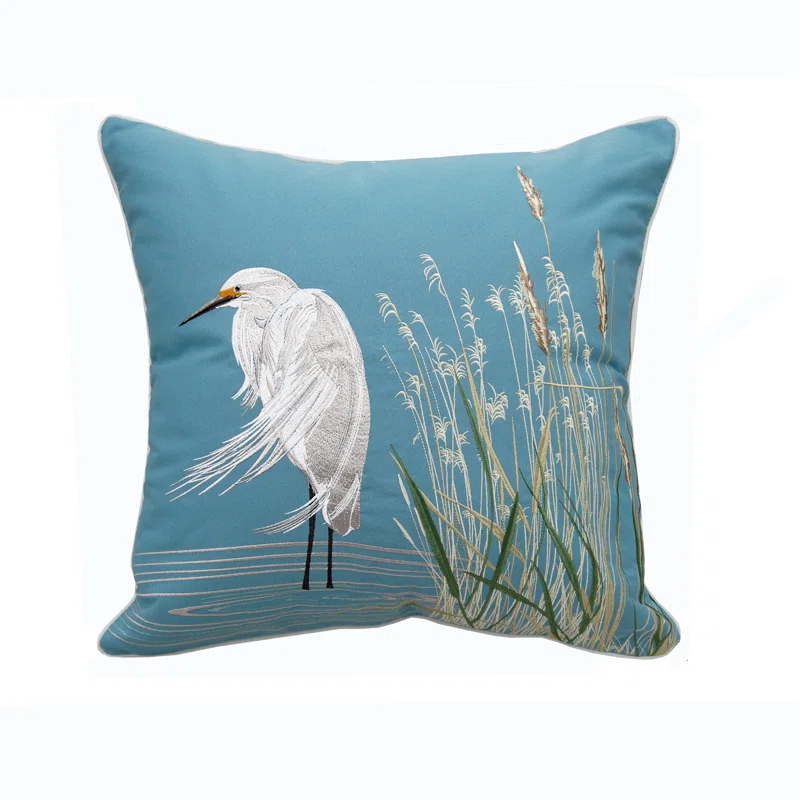 Embroidered Indoor/Outdoor Throw Pillow
