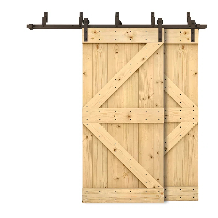 Calhome 84'' Solid Wood Paneled Painted with Installation Hardware Kit Barn Door