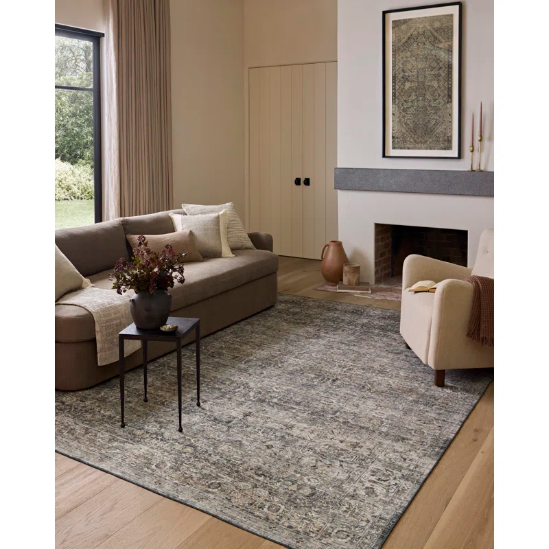 Amber Lewis x Loloi Machine Washable Josie Dove / Gold Area Rug