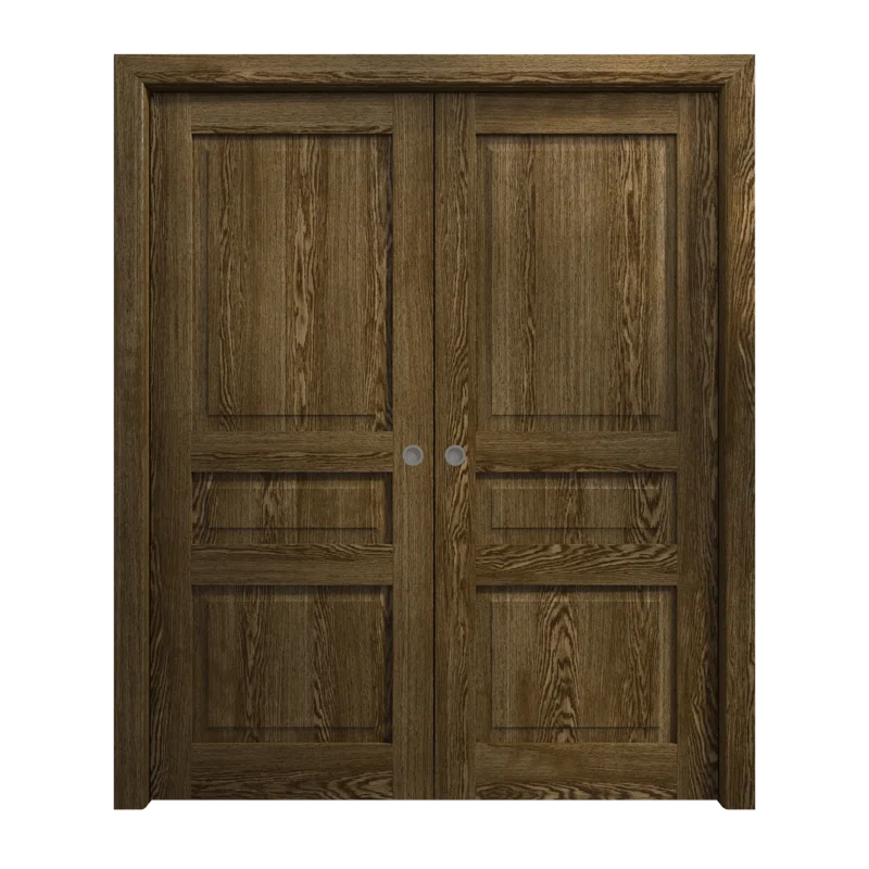 SARTODOORS Sliding French Double Pocket Doors | Ego 5012 | Kit Rail Hardware | Solid Wood Interior Bedroom Modern Doors | Wayfair