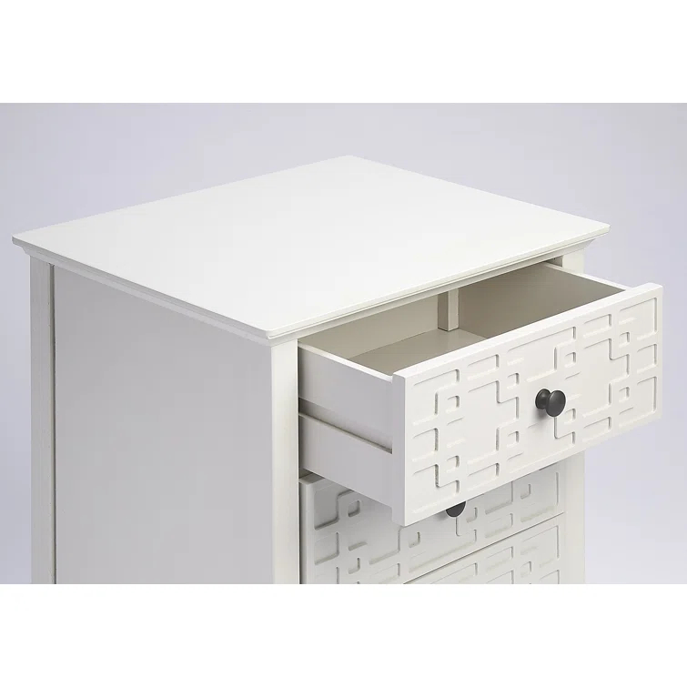 HBBOOMLIFE Butler Specialty Kinsley Glossy 3-Drawer Accent Chest in White