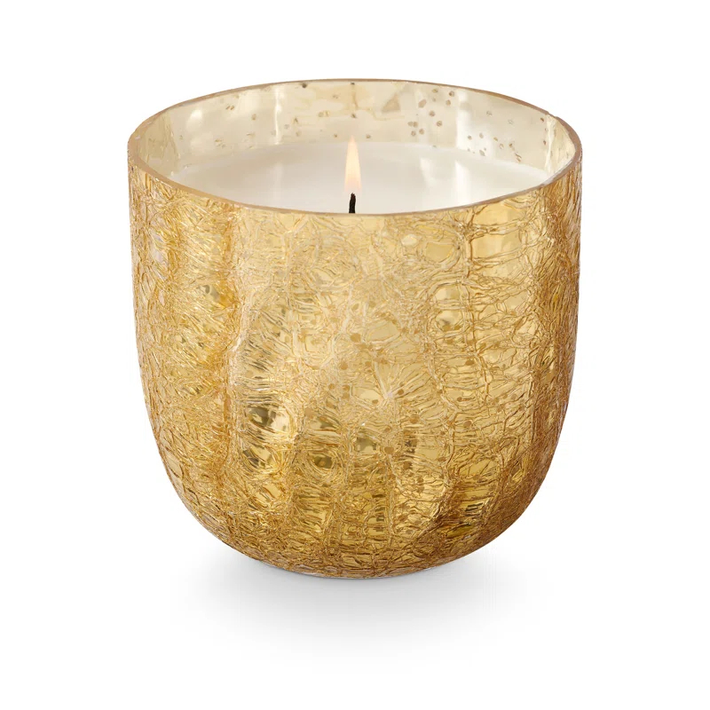 Large Boxed Crackle Glass Candle, Cardamom Pomander