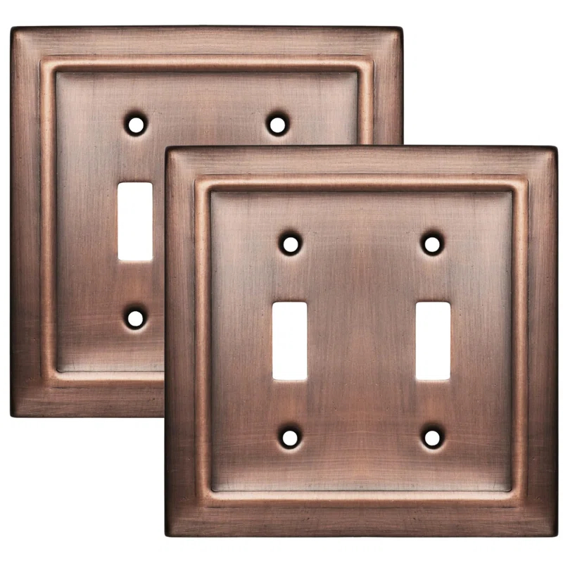 Monarch Abode Architectural 2 - Gang Toggle Light Switch Standard Wall Plate (Set of 2)