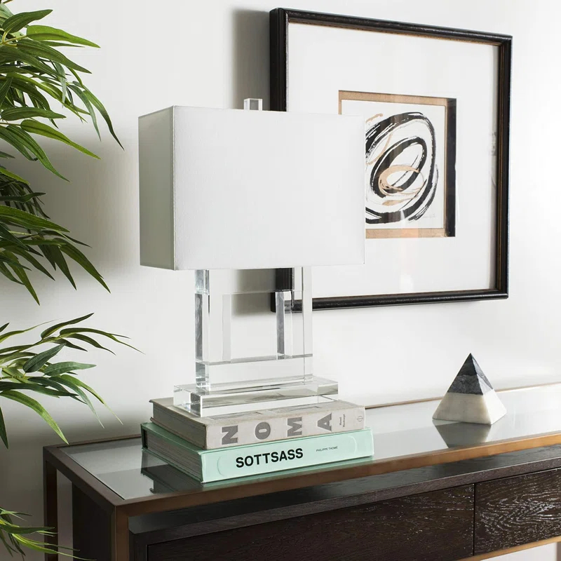 Everly Quinn Modern Crystal Table Lamp With Led Bulb For Bedroom, Living Room, Home Office, Or Study