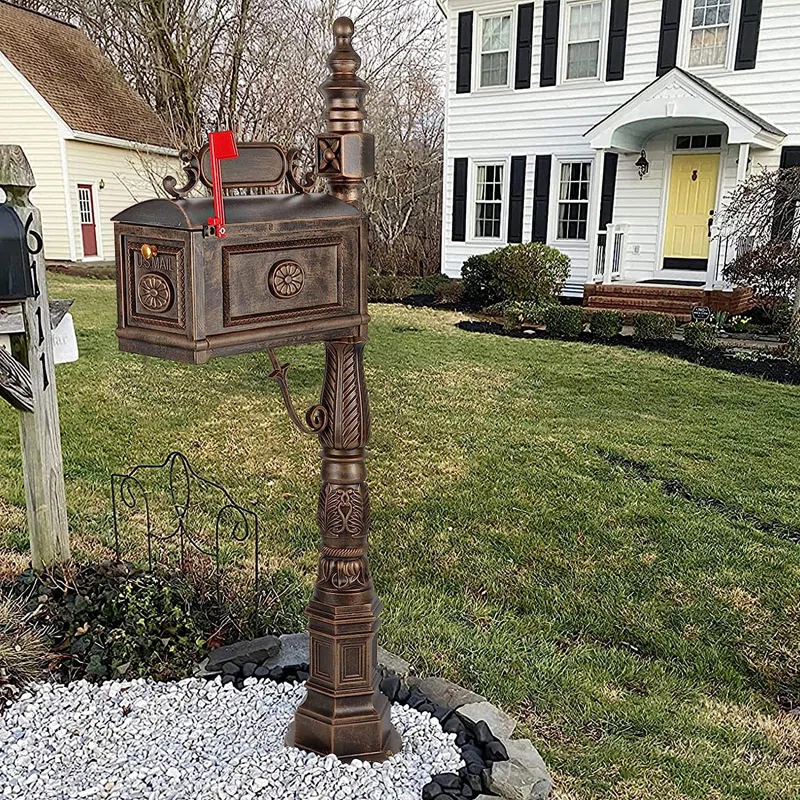Polar Aurora Cast Aluminum Mailbox With Post Barcelona Decorative Modern Mail Box For Outside