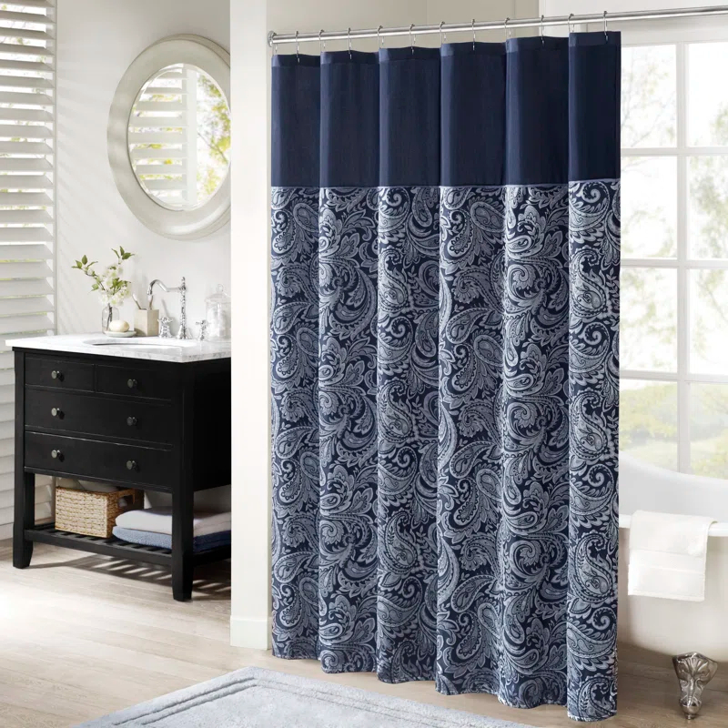 Madison Park Aubrey Paisley Jacquard Shower Curtain