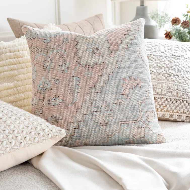 Livabliss Samsun Floral Cotton Blend Reversible Throw Pillow